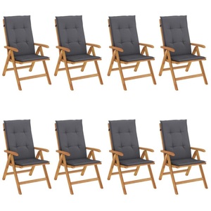 vidaXL, vidaXL Gartenstühle mit Auflagen 8 Stk. Massivholz Teak, vidaXL Gartenstühle mit Auflagen 8 Stk. Massivholz Teak