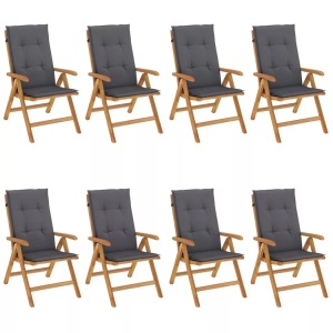 vidaXL, vidaXL Gartenstühle mit Auflagen 8 Stk. Massivholz Teak, vidaXL Gartenstühle mit Auflagen 8 Stk. Massivholz Teak