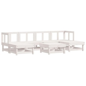 vidaXL, vidaXL 7-tlg. Garten-Lounge-Set Weiß Massivholz Kiefer, VidaXL - Garten lounge set kiefernholz, One Size, Weiss