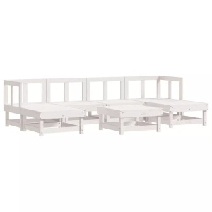 vidaXL, vidaXL 7-tlg. Garten-Lounge-Set Weiß Massivholz Kiefer, VidaXL - Garten lounge set kiefernholz, One Size, Weiss