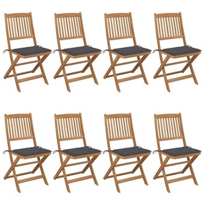 vidaXL, vidaXL Klappbare Gartenstühle 8 Stk. mit Kissen Massivholz Akazie