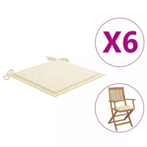 vidaXL, vidaXL Gartenstuhl-Sitzkissen 6 Stk. Creme 40x40x4 cm Stoff, vidaXL Gartenstuhl-Kissen 6 Stk. Creme 40x40x3 cm Oxford-Gewebe