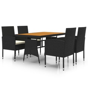 vidaXL, vidaXL 5-tlg. Garten-Essgruppe Poly Rattan Schwarz