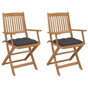 vidaXL, vidaXL Klappbare Gartenstühle 2 Stk. mit Kissen Massivholz Akazie, vidaXL Klappbare Gartenstühle 2 Stk. mit Kissen Massivholz Akazie