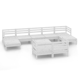 vidaXL, vidaXL 10-tlg. Garten-Lounge-Set Weiß Massivholz Kiefer