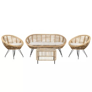 Beliani, Lounge Set mit Tisch aus Rattan Boho MARATEACESENATICO Lounge Set mit Tisch aus Rattan Boho MARATEACESENATICO