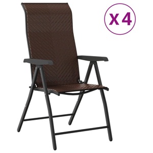 vidaXL, vidaXL Gartenstühle 4 Stk. Klappbar Braun Poly Rattan