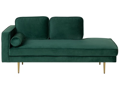 Beliani, Beliani Chaiselongue Samtstoff smaragdgrün linksseitig MIRAMAS, 