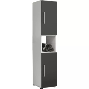 VCM, Holz Stand Badschrank Flandu Holz Stand Badschrank Flandu, VCM - Holz Stand Badschrank Flandu, One Size, Weiss / Anthrazit