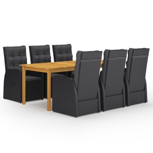 vidaXL, vidaXL 7-tlg. Garten-Essgruppe Schwarz, vidaXL 7-tlg. Garten-Essgruppe Schwarz