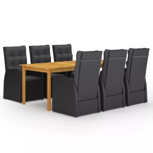 vidaXL, vidaXL 7-tlg. Garten-Essgruppe Schwarz, vidaXL 7-tlg. Garten-Essgruppe Schwarz