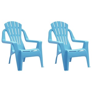 vidaXL, vidaXL Kinder-Gartenstühle 2 Stk. Blau 37x34x44 cm PP Holzoptik, vidaXL Kinder-Gartenstühle 2 Stk. Blau 37x34x44 cm PP Holzoptik