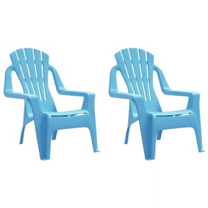 vidaXL, vidaXL Kinder-Gartenstühle 2 Stk. Blau 37x34x44 cm PP Holzoptik, vidaXL Kinder-Gartenstühle 2 Stk. Blau 37x34x44 cm PP Holzoptik