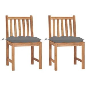 vidaXL, vidaXL Gartenstühle 2 Stk. mit Kissen Massivholz Teak, vidaXL Gartenstühle 2 Stk. mit Kissen Massivholz Teak