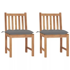vidaXL, vidaXL Gartenstühle 2 Stk. mit Kissen Massivholz Teak, vidaXL Gartenstühle 2 Stk. mit Kissen Massivholz Teak