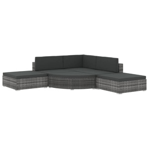 vidaXL, vidaXL 6-tlg. Garten-Lounge-Set mit Kissen Poly Rattan Grau, 
