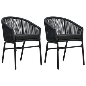 vidaXL, vidaXL Gartenstühle 2 Stk. Schwarz PVC Rattan