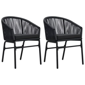 vidaXL, vidaXL Gartenstühle 2 Stk. Schwarz PVC Rattan, vidaXL Gartenstühle 2 Stk. Schwarz PE-Rattan