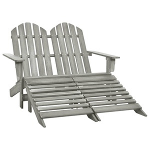 vidaXL, vidaXL 2-Sitzer Adirondack-Gartenbank mit Fußstütze Tannenholz Grau, vidaXL Adirondack-Gartenbank 2-Sitzer mit Fußteil Tannenholz Grau