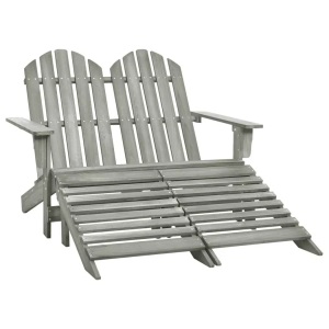 vidaXL, vidaXL 2-Sitzer Adirondack-Gartenbank mit Fußstütze Tannenholz Grau
