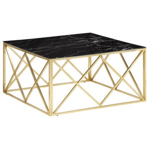 vidaXL, vidaXL Couchtisch Golden Edelstahl und Hartglas