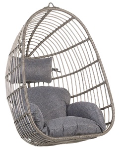 Beliani, Beliani CASOLI Hängesessel, Beliani - Hängesessel aus PE Rattan Retro CASOLI, One Size, Taubengrau