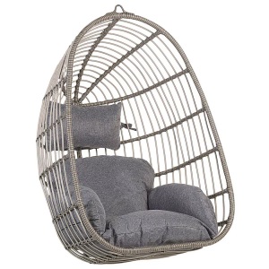 Beliani, Beliani CASOLI Hängesessel, Beliani - Hängesessel aus PE Rattan Retro CASOLI, One Size, Taubengrau