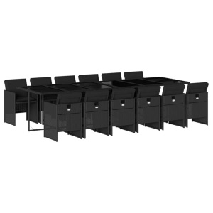 vidaXL, vidaXL 13-tlg. Garten-Essgruppe mit Kissen Schwarz Poly Rattan, vidaXL 13-tlg. Garten-Essgruppe mit Kissen Schwarz Poly Rattan