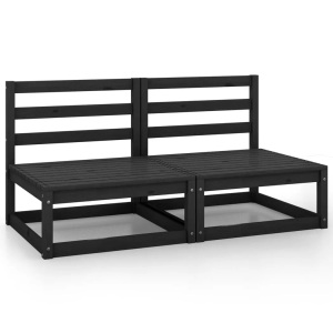 vidaXL, vidaXL Garten-Mittelsofas 2 Stk. Schwarz Kiefer Massivholz, vidaXL Garten-Mittelsofas 2 Stk. Schwarz Kiefer Massivholz