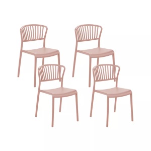 Beliani, Set mit 4 Stühlen aus Polypropylen Modern GELA Set mit 4 Stühlen aus Polypropylen Modern GELA, Beliani - Gartenstuhl 4er Set aus Polypropylen Retro GELA, One Size, Puderrosa