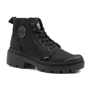 PALLADIUM, Palladium PALLABASE TWILL-40 40, Palladium Schnürstiefelette »PALLABASE TWILL«, Schnürstiefel, Schnürstiefelette aus Canvas mit Reissverschluss