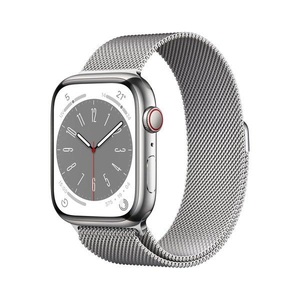 Apple, APPLE Watch Series 8 (GPS + Cellular) 45 mm - Smartwatch (Regular 140 - 220 mm, Edelstahlgeflecht, Silver Stainless Steel/Silver Milanese), Apple Watch Series 8 GPS + Cell 45mm Edelstahlgehäuse Milanese Loop