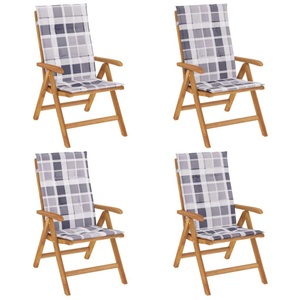 vidaXL, vidaXL Gartenstühle mit Kissen 4 Stk. Massivholz Teak, vidaXL Gartenstühle mit Kissen 4 Stk. Massivholz Teak