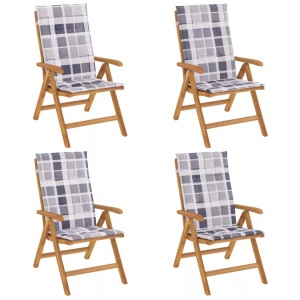 vidaXL, vidaXL Gartenstühle mit Kissen 4 Stk. Massivholz Teak, vidaXL Gartenstühle mit Kissen 4 Stk. Massivholz Teak
