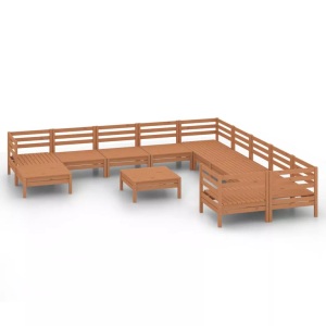 vidaXL, vidaXL 12-tlg. Garten-Lounge-Set Honigbraun Massivholz Kiefer, vidaXL 12-tlg. Garten-Lounge-Set Honigbraun Massivholz Kiefer