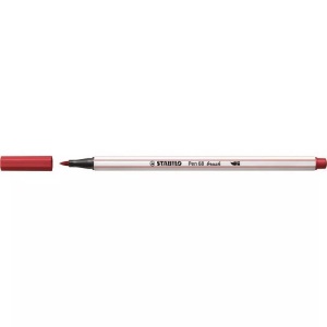 Stabilo, Premium-Filzstift mit Pinselspitze für variable Strichstärken - STABILO Pen 68 brush - 12er Pack - mit 12 verschiedenen Farben, Stabilo Pen 68, dunkelrot, Fasermaler, 568/50