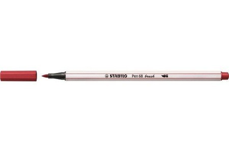 Stabilo, Premium-Filzstift mit Pinselspitze für variable Strichstärken - STABILO Pen 68 brush - 12er Pack - mit 12 verschiedenen Farben, Stabilo Pen 68, dunkelrot, Fasermaler, 568/50