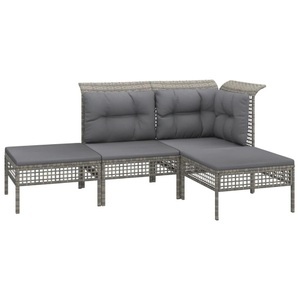 vidaXL, vidaXL 4-tlg. Garten-Lounge-Set mit Kissen Grau Poly Rattan