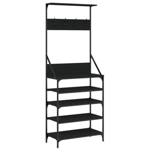 vidaXL, vidaXL Kleiderständer mit Schuhablage Schwarz 70x34x184 cm, vidaXL Kleiderständer mit Schuhablage Schwarz 70x34x184 cm