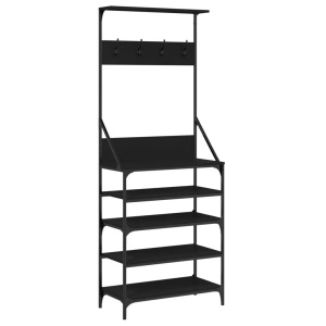 vidaXL, vidaXL Kleiderständer mit Schuhablage Schwarz 70x34x184 cm, vidaXL Kleiderständer mit Schuhablage Schwarz 70x34x184 cm