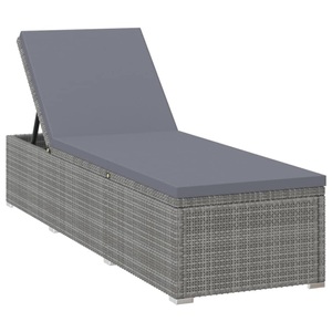 Diverse Hardware, Sonnenliege mit Auflage Poly Rattan Grau, vidaXL Sonnenliege mit Auflage Poly Rattan Grau