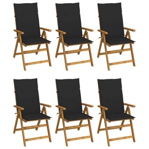 vidaXL, vidaXL Klappbare Gartenstühle 6 Stk. mit Auflagen Massivholz Akazie, vidaXL Klappbare Gartenstühle 6 Stk. mit Auflagen Massivholz Akazie