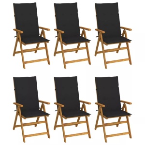 vidaXL, vidaXL Klappbare Gartenstühle 6 Stk. mit Auflagen Massivholz Akazie, vidaXL Klappbare Gartenstühle 6 Stk. mit Auflagen Massivholz Akazie