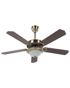 Beliani, Deckenventilator Aus Metall Retro Begej Unisex, Beliani - Deckenventilator mit Licht aus MDF-Platte Retro BEGEJ, Braun Leder, One Size