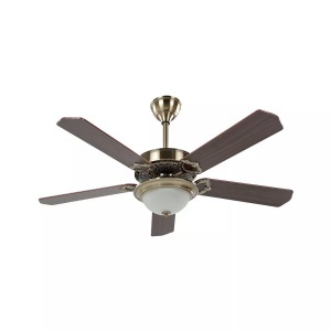 Beliani, Deckenventilator Aus Metall Retro Begej Unisex, Beliani - Deckenventilator mit Licht aus MDF-Platte Retro BEGEJ, Braun Leder, One Size