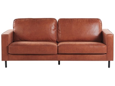 Beliani, 3 Sitzer Sofa aus Kunstleder Modern SAVALEN 3 Sitzer Sofa aus Kunstleder Modern SAVALEN, Beliani - 3 Sitzer Sofa aus Kunstleder Retro SAVALEN, One Size, Camel