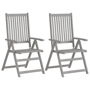 vidaXL, vidaXL Verstellbare Gartenstühle 2 Stk. Grau Massivholz Akazie