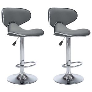 vidaXL, vidaXL Barhocker 2 Stk. Grau Kunstleder, vidaXL Barhocker 2 Stk. Grau Kunstleder