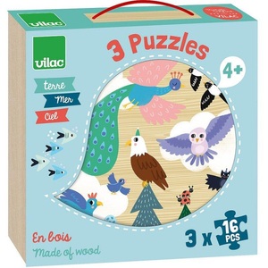 Vilac, Vilac Holzpuzzle Tier im Koffer 3 Stk., Vilac Puzzle »Tier im Koffer 3 Stk.«, Holzart: Sperrholz (China)