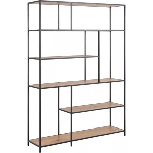 mutoni scandi, Regal Multiple Bronx Metall mit 4 Böden braun, AC Design Regal Seaford 135 x 35 x 185 cm, Eiche/Schwarz